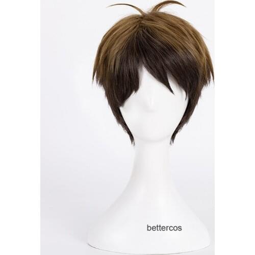 Haikyuu!! Volleyball Ushijima Wakatoshi Cosplay Wig Short Camel Ombre Heat Resistant Synthetic Hair Wig + Wig Cap