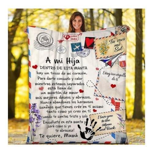 Spanish Letters blanket to my daughter in spanish Warm Cozy Letter Throw Blanket for Bed Sofa Couch Birthday Gift