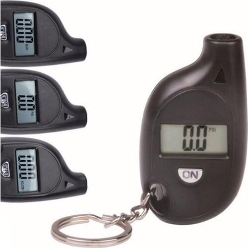 Kg/cm2 Wheels Gauge Black Digital Tyre 6x3cm Tire Pressure Keychain Ring PSI Kpa Bar Cell Battery Air