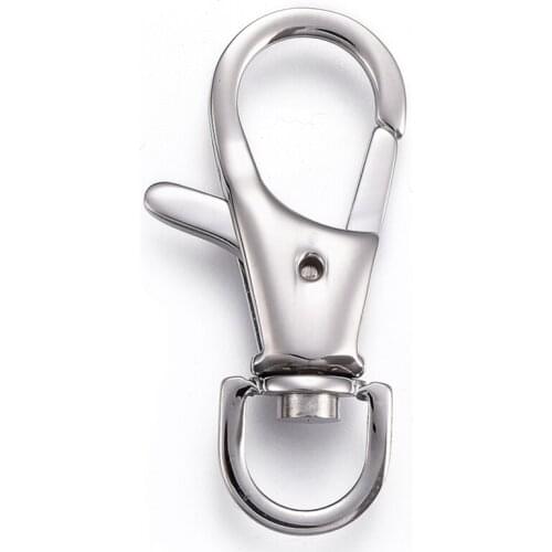 10pcs 304 Stainless Steel Swivel Lanyard Snap Hook Lobster Claw Clasps For Jewelry Making DIY Accessories 34x16x5mm, Hole: 8mm