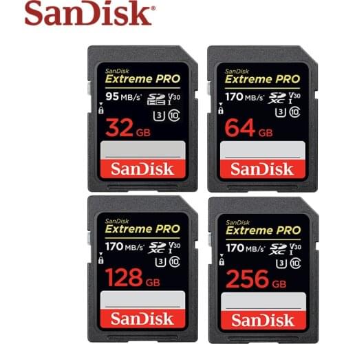 100% Original SanDisk SD Card Extreme Pro 256GB 128GB High Speed 95M/s Class 10 U3 UHS-I 64GB 32GB Memory Card For Camera