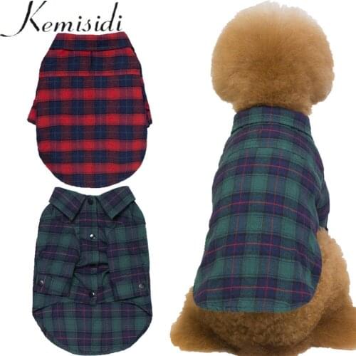 Plaid Dog Clothes Autumn Dog Shirts Polyester Dog Coats for Small Medium Cat Dogs Pet Clothing Yorkies Chihuahua Bulldog Clothes