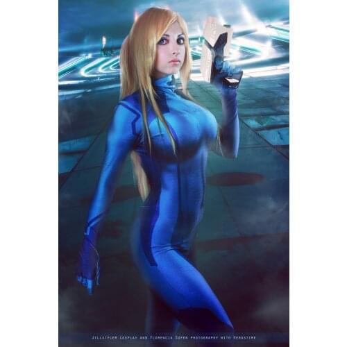 Samus Aran Zero Metroid Costumes 3D Print Zentai catsuit Girl Costume Hot Sale female superhero Costume zentai suit for women
