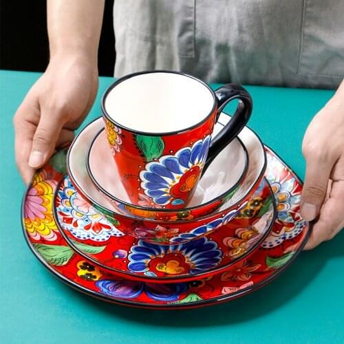 Creative Ceramic Plate Bowl Set Household Irregular Steak Plate Salad Bowl Western Plate European Tableware set