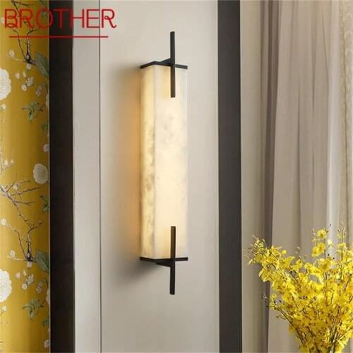 BROTHER Brass Indoor Sconce Wall Lights Modern Bedroom Luxury Marble LED Lamp Design Balcony For Home Corridor