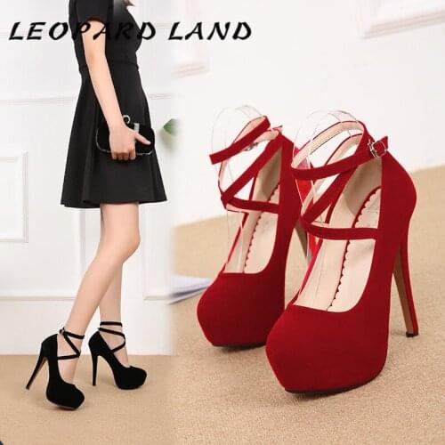 LEOPARD LAND 2021 Summer Fashion Cross Tie Large Woman Pumps Latform Very High Heel Womens Nightclub Womens Shoes Sourcing WZ