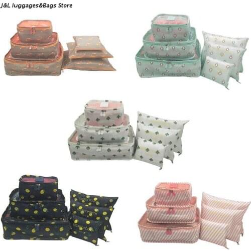 M68C 6Pcs/Set Travel Storage Bag Waterproof Clothes Packing Cube Luggage Organizer Set