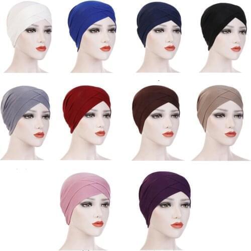 Modal Inner Hijab Caps Women Muslim Hijab Scarf Muslim Hijab Headscarf Inner Hijab Caps Ladies Islamic Cross Headband Turban