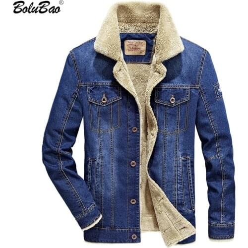 BOLUBAO Fashion Brand Men Denim Jacket Coat Winter New Mens Warm Thick Denim Jacket For Male Classic Denim Jackets Outerwear