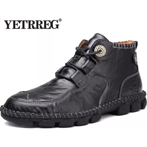 New Autumn Winter Men shoes High Quality Split Leather Mens Boots Comfortable Motorcycle Boots Mens Ankle Boots Big Size 38-48