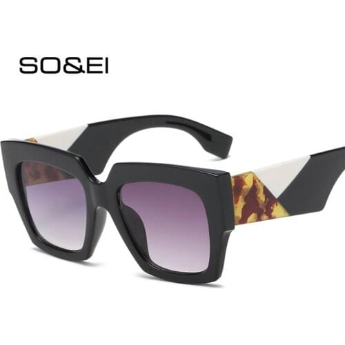 SO&EI Fashion Sunglasses Oversized Trend Square Women Sunglasses Gradient Lens Eyewear Men Mixed Colors Legs Sun Glasses Shades