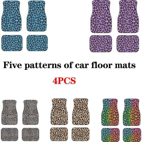 3D printing personalized 4-piece leopard print general car mat floor mat polyester soft car mat suitable for SUV car truck
