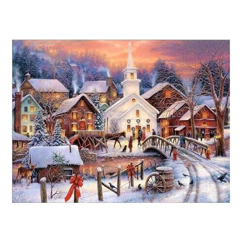 Embroidery Counted Cross Stitch Kits Needlework - Crafts 14 ct DMC DIY Arts Handmade Decor - Snowing skate