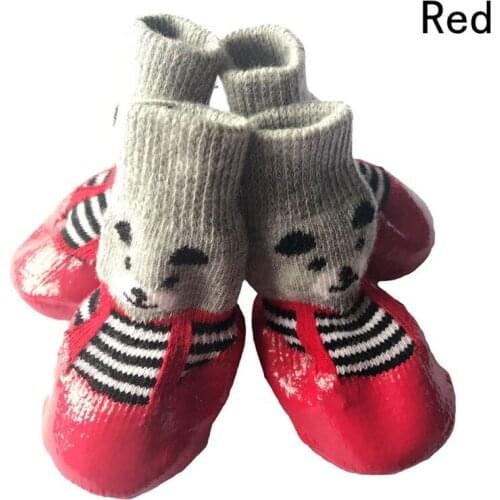 Dogs Cats Waterproof Rain Shoes Pet Boots Socks S/M/L Size Non-slip Rubber Puppy Shoes 4 Pieces/Set Pet Supplies