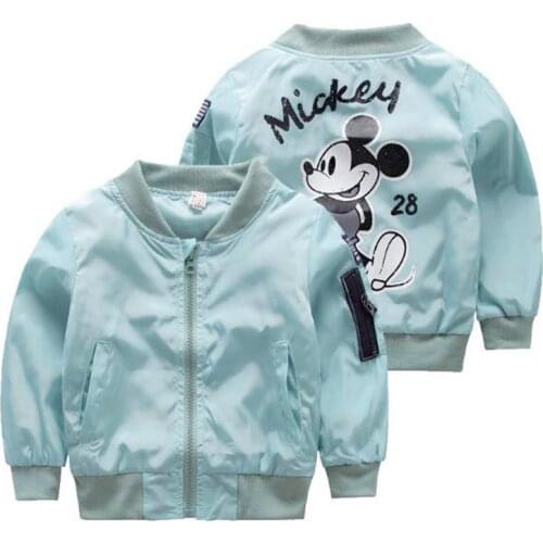 New Autumn Baby Boy Mickey Jacket Clothes Girls Boys Coat Cartoon Printed Windbreaker Children Jacket Spring Kids Outerwear Coat