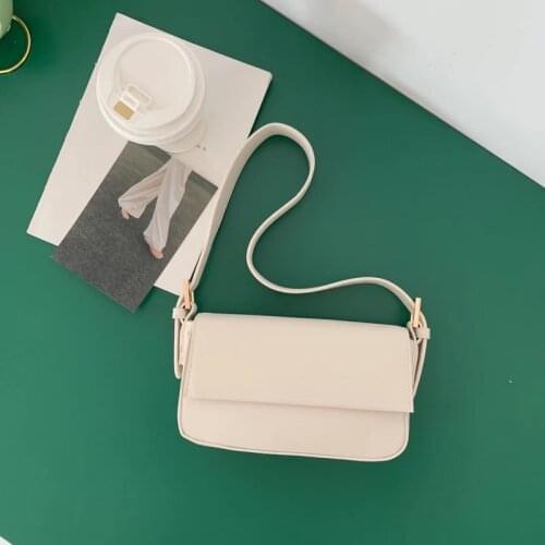 2021 New PU Leather Korean Fashion Female Baguette Shoulder Bag for Women Ladies Messenger Crossbody Bags Purses Handbag Luxury