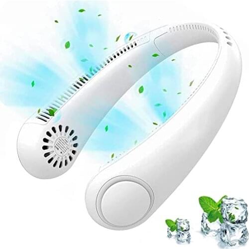 New Mini Neck Fan Portable Hands Free Bladeless USB Rechargeable Mute Sports Fans for Outdoor Adjustable 360 Degree Cooling