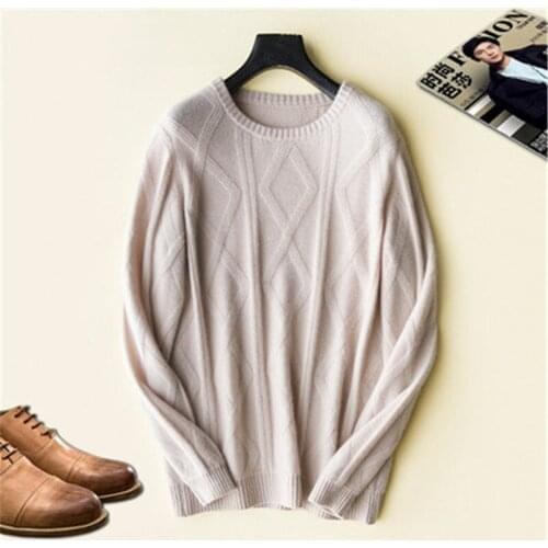 Pure cashmere thick knit women Korean style Oneck long pullover sweater solid color S-3XL