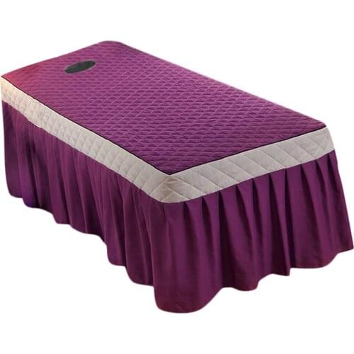 Fit 190x70cm Spa Beds Quilted Massage Table Skirt Sheet with Face Rest Hole