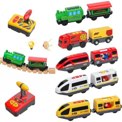 Remote Control Electric Train Toy Set Wooden Railway Accessories Fit For Wooden Train Track Kids Toys
