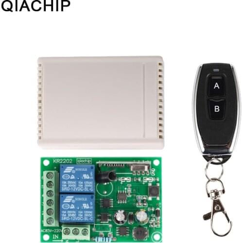 QIACHIP 433Mhz Universal Wireless Remote Control Switch AC 250V 110V 220V 2CH Relay Receiver Module + RF 433 Mhz Remote Controls