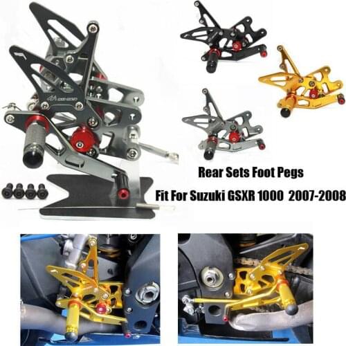 Fit For Suzuki GSX-R1000 2007-2008 CNC Adjustable Footrest Foot Pegs Pedal Mount Bracket Sets Footpeg Rider Rear Rearset
