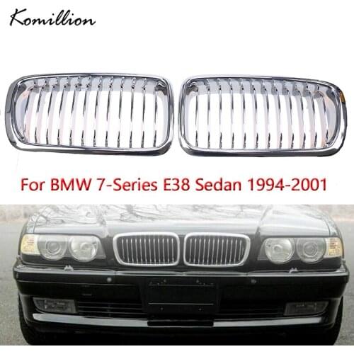 1Pair Car Front Wide Kidney Hood Center Grilles Chrome Grills for BMW 7-Series E38 Sedan 1994 1995 1996 1997 1998 1999 2000 2001