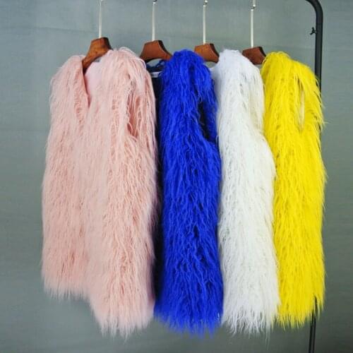 Luxury Imitation Fur V-Neck Vest Warm Wool Faux Mink Fur Vest Female Vest Jacket Sleeveless Coat Long Hair Jacket Tops 2019