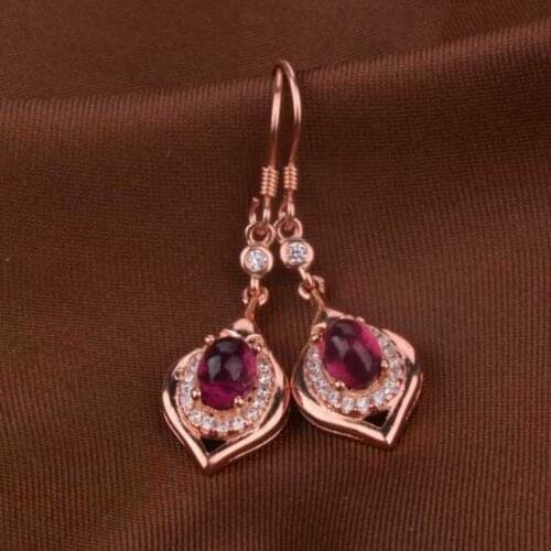 Natural garnet stone drop earrings 925 silver Natural gemstone drop earring women Classic elegant fashion fine drop Earrings