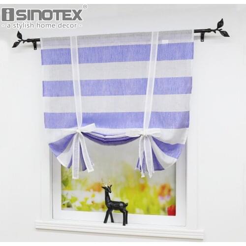 Navy Blue Stripes Design Roman Curtains Fashion Pleated Curtain Panel Drape for Bedroom Kitchen Living Room Window Curtains