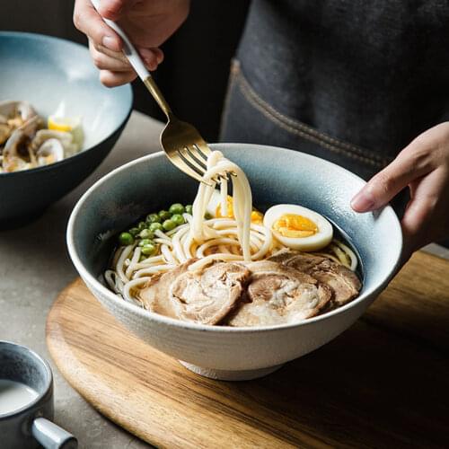 Guopin Japanese Ramen Bowl Ceramic Single Noodle Bowl Household Salad Bowl Hat Bowl Creative Special Restaurant Tableware