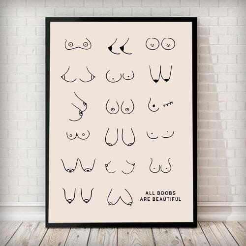 Funny Bathroom Sign Canvas Prints and Posters Cute Sexy Chest Collage Mens Bathroom Art Painting Mural Toilet WC Decoration