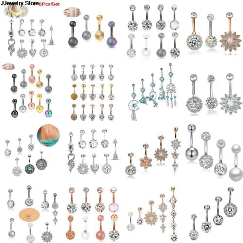 3-20pcs/set Crystal Piercing Navel Surgical Steel Rhinestone Belly Button Rings Navel Piercing Ombligo Ball Nombril