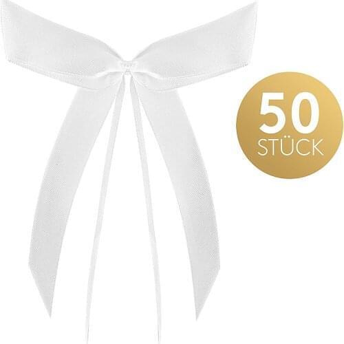 50Pcs White Wedding Car Decoration Gift Wrap Ribbon Bows Party Ribbons Bows Kit For Wedding Festival Party Decoration