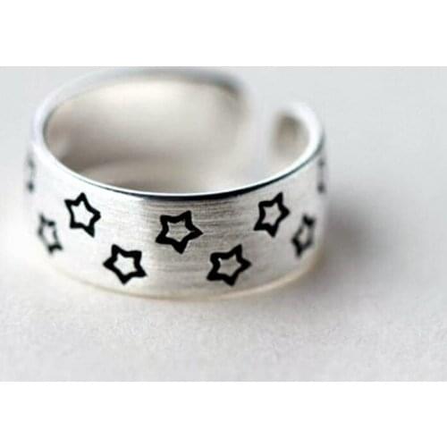 925 Sterling Silver Elegant Star Rings For Women Adjustable Finger Ring Anillos Birthday Gift jz421
