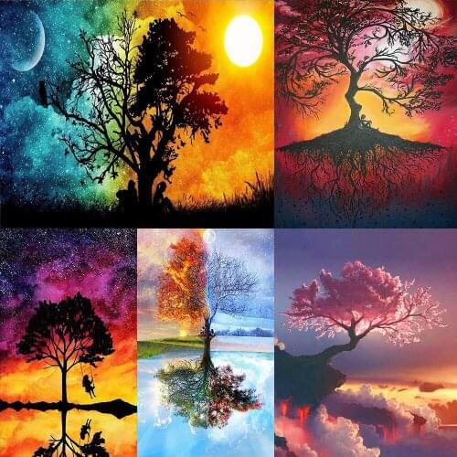 5D Diy Diamond Painting Four Season Tree Cross stitch Kit Full Drill Round Embroidery Mosaic Art Picture of Rhinestones Decor