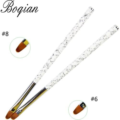 BQAN 1PCS #6 #8 Nail Art Acrylic Handle Acrylic UV Gel Extension Builder Petal Flower Drawing Brush Manicure Tools
