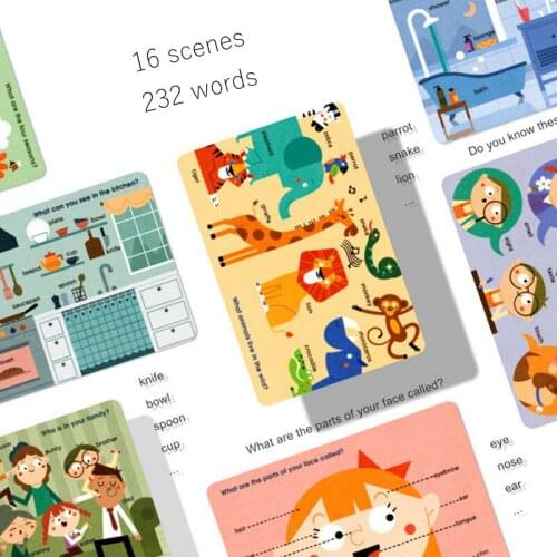 Montessori Baby Learning Card Childrens Enlightenment Early Education Life Encyclopedia Card English Memory Exercise Game