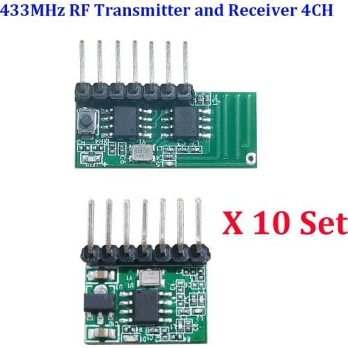 DIY Switch 10 Set 433Mhz Wireless Receiver Transmitter Remote Control Learning Code 1527 Decoder Module 4CH Learning Button