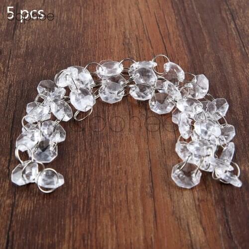 Dophee 5M/10M Acrylic Crystal Garland Strand Chain Hanging 14mm Diamond Bead for Wedding Decoration Home Party Supplies
