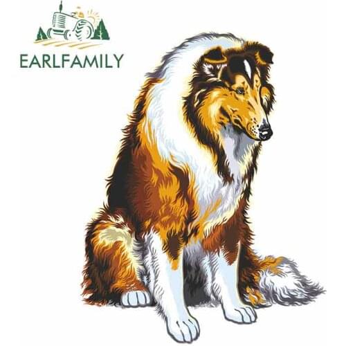 EARLFAMILY 13cm x 10.2cm Cartoon Collie Dog Vinyl Car Sticker IPad Laptop Car Animal Gift Decal Pet Dog Graphic