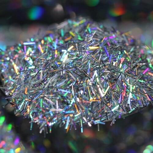 Holographic Laser Silver Tinsel Bar Shape Glitter, Solvent Resistant Glitter