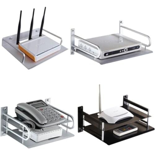 1pcs Creative Mini Wall Mount Storage TV Box Router Shelf Set-top Box Bracket Holder Rack Aluminum Single-layer Space