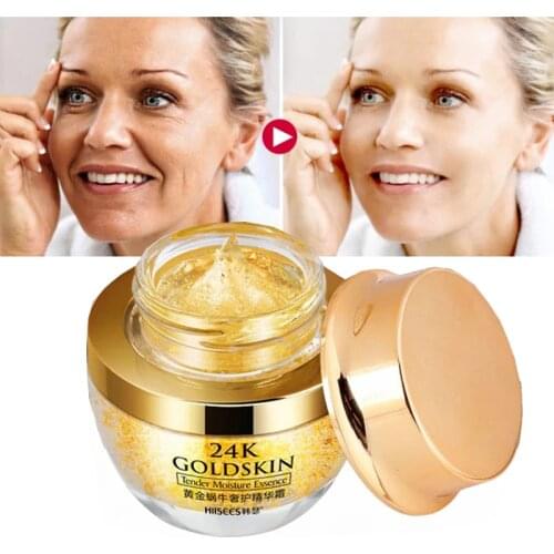 24K Gold Face Cream For Dry Skin Care Whitening Snail Essence Brighten Collagen Anti-Aging Against Acne Wrinkle Creams Korean M