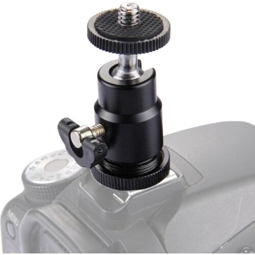 Metal Mini Tripod Ball Head Gimbal with Cold Shoe 1/4 Inch Screw Adaptor Base for Tripod Fill light DSLR Cameras