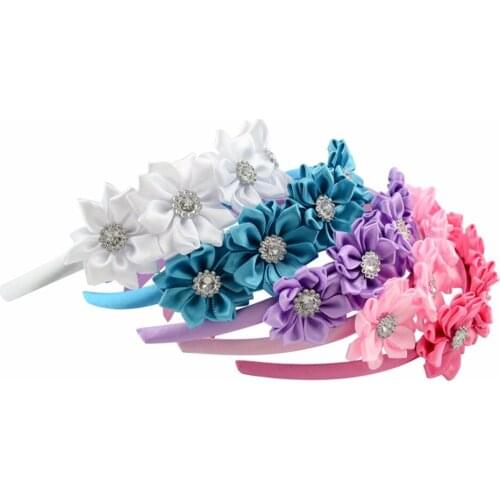Fashion Princess headdress 4.7 inch Headband 7 Colors Covered Hairband With Boutique Grosgrain Ribbon Flower Bow Headband 649