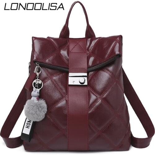 Fashion Diamond Lattice Pattern Women Backpack High Quality Leather Travel Backpacks for School Teenagers Girls 2021 Sac A Dos