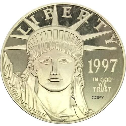 United States of America 100 Dollars American Platinum Eagle Bullion Coinage 1997 W Brass Metal or Plated Silver Copy Coin