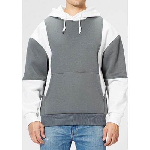 Mens Hoodie Autumn Pullovers Contrast Colors Patchwork Oversized Drawstring Men Sweatshirt for daily Wear 2021 New