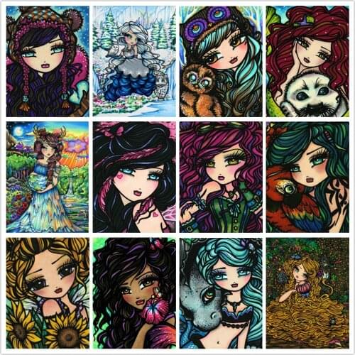 5D DIY Diamond Painting Color Girl Square/Round Embroidery Pattern Cross Stitch Kit Mosaic Wall Sticker Decoration
